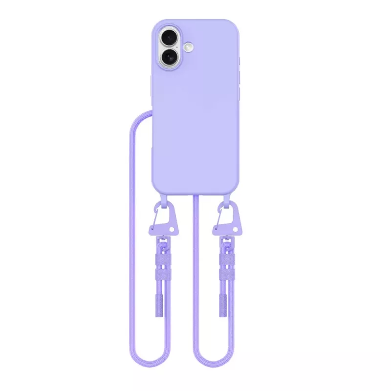 Custodia Tech-Protect Magnecklace MagSafe con lanyard per Apple iPhone 16, viola