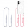 Custodia Tech-Protect FlexAir Chain MagSafe per Apple iPhone 16, trasparente, con laccetti grigi e rosa