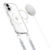 Custodia Tech-Protect FlexAir Chain MagSafe per Apple iPhone 16, trasparente, con laccetti grigi e rosa