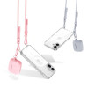 Custodia Tech-Protect FlexAir Chain MagSafe per Apple iPhone 16, trasparente, con laccetti grigi e rosa