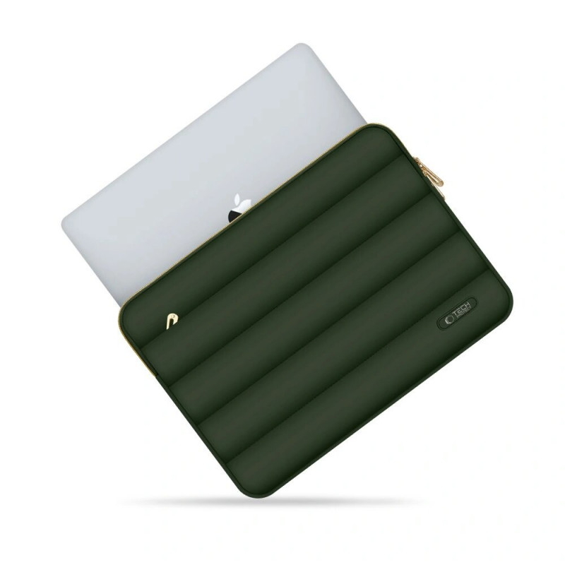Custodia Tech-Protect Puffy per laptop 15-16" con borsa accessori, verde militare