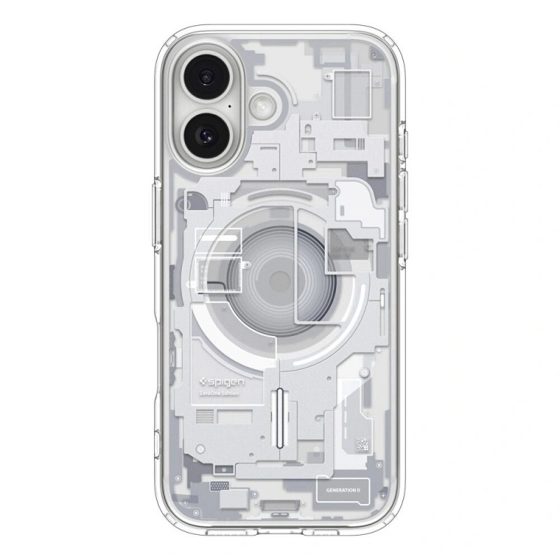 Custodia Spigen Ultra Hybrid Mag MagSafe ACS10385 per Apple iPhone 17, Zero One White