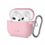 Custodia in silicone Tech-Protect Silicone Hook per Apple AirPods 3 con moschettone, rosa polvere