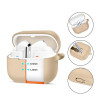 Custodia con gancio in silicone Tech-Protect per Samsung Galaxy Buds 3 / 3 Pro, Cafe Latte