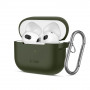 Custodia in silicone Hook Tech-Protect per Apple AirPods 3 con moschettone, verde oliva