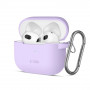 Custodia in silicone con moschettone Tech-Protect per Apple AirPods 3, lavanda