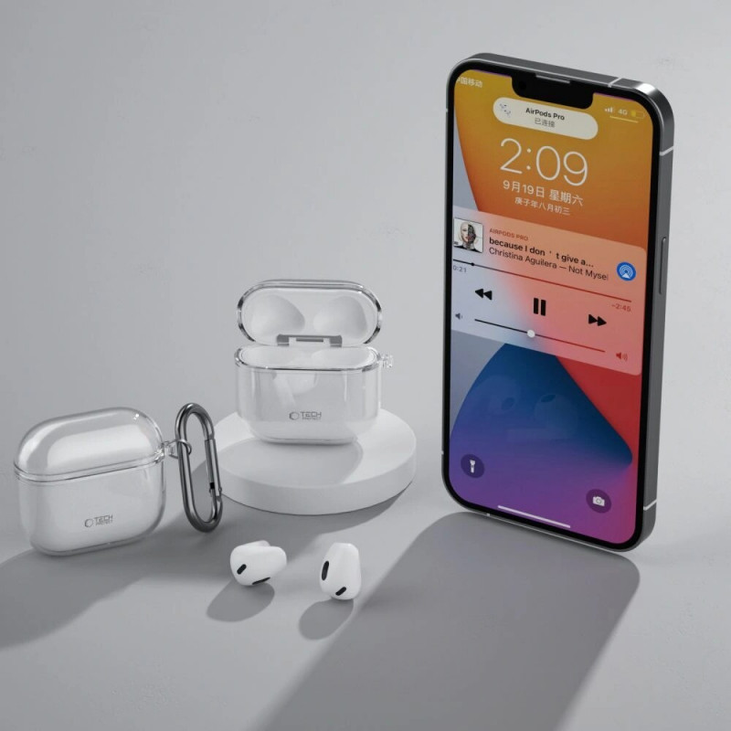 Custodia Tech-Protect Flexair per Apple AirPods 4, trasparente