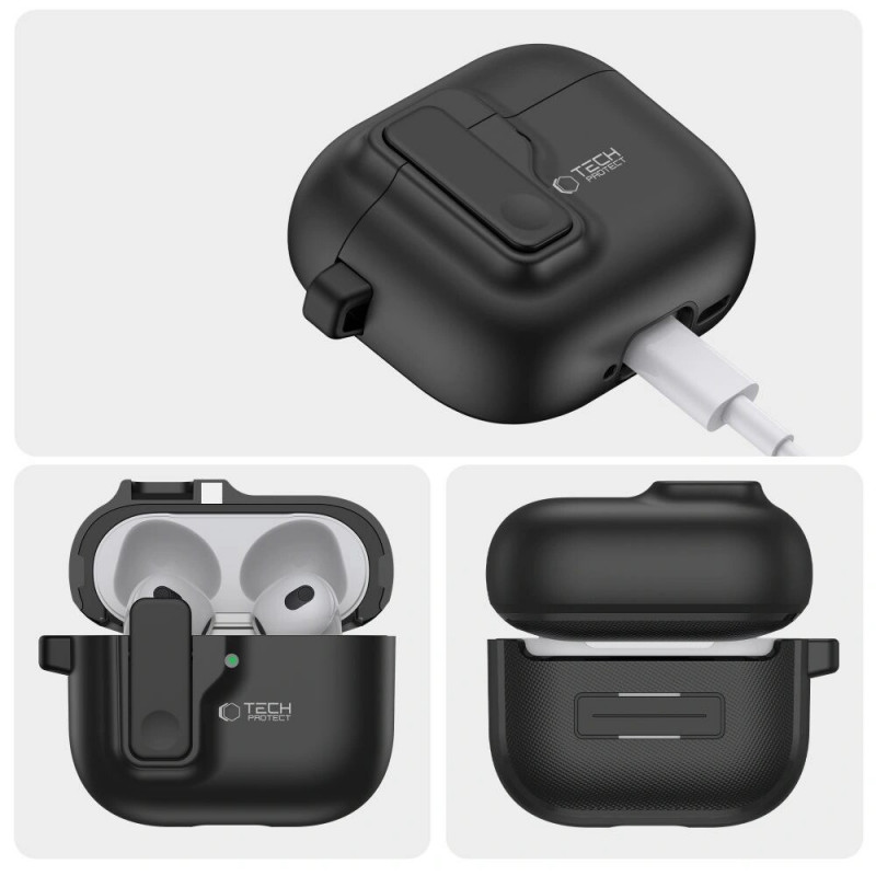 Custodia Slim Hook per Apple AirPods 4, nera Tech-Protect