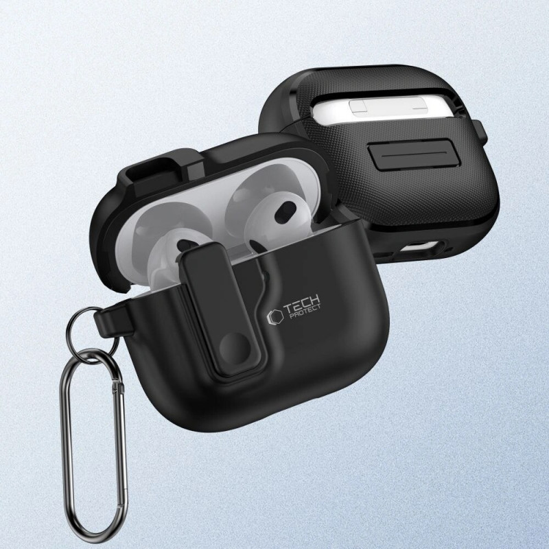 Custodia Slim Hook per Apple AirPods 4, nera Tech-Protect