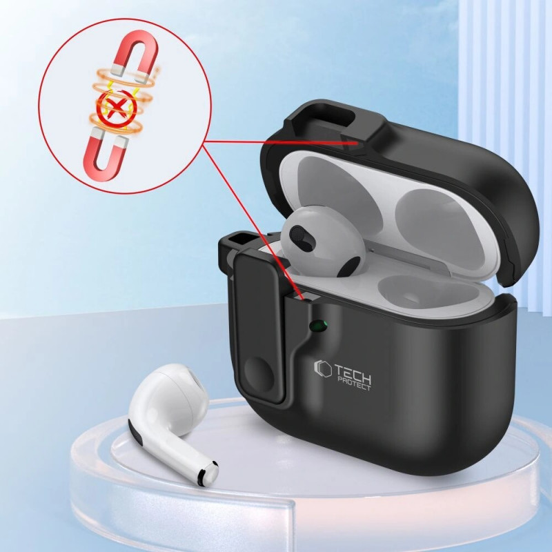 Custodia Slim Hook per Apple AirPods 4, nera Tech-Protect