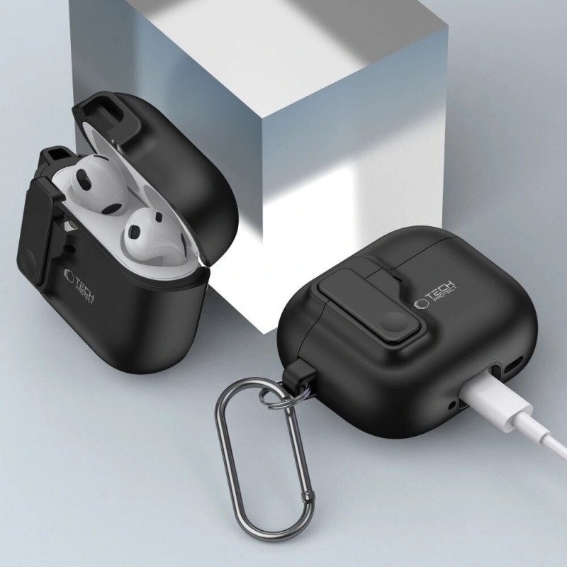 Custodia Slim Hook per Apple AirPods 4, nera Tech-Protect
