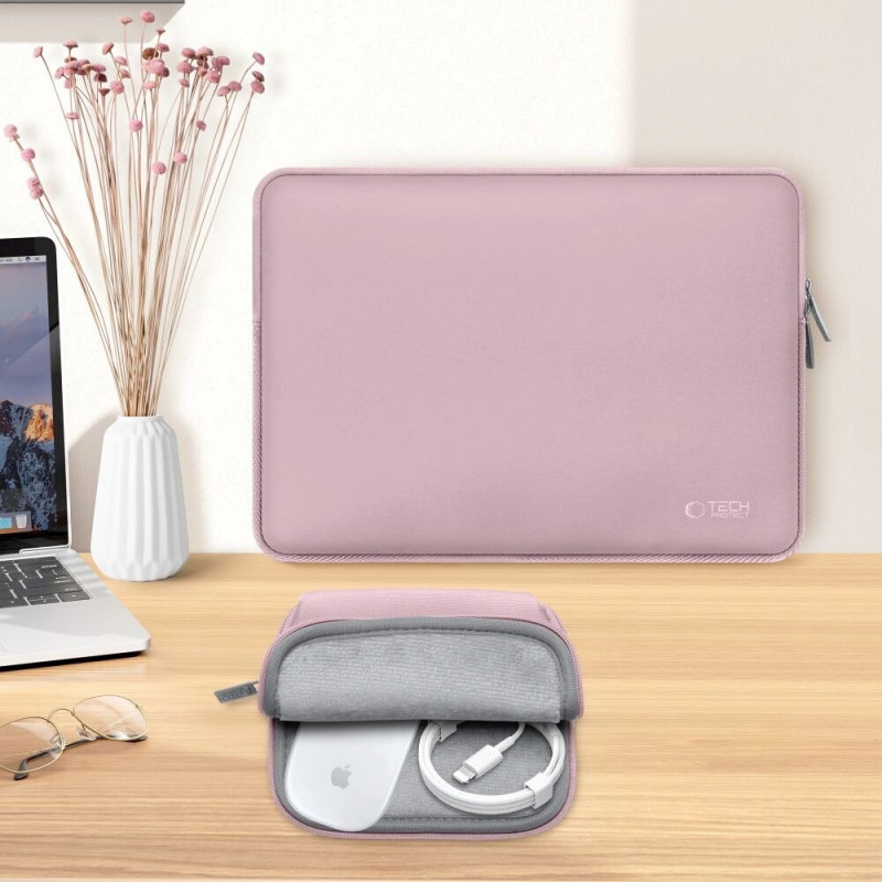 Custodia per laptop Tech-Protect NeoSlim 15-16" con borsa accessori, Dusty Rose