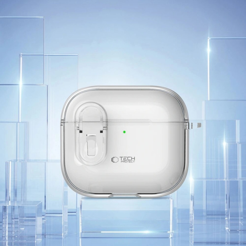 Custodia Slim Hook Tech-Protect per Apple AirPods 4, trasparente