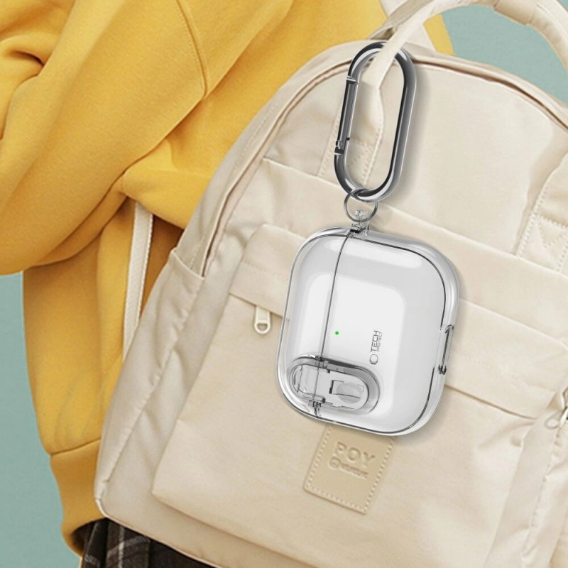 Custodia Slim Hook Tech-Protect per Apple AirPods 4, trasparente