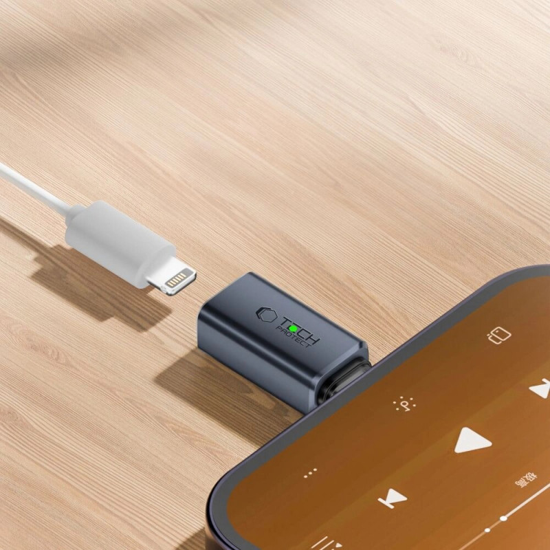 Adattatore audio Tech-Protect UltraBoost da USB-C a Lightning, grigio