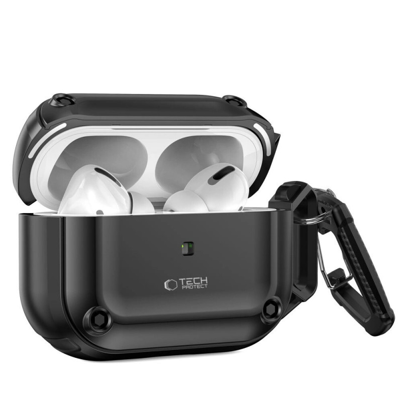 Custodia Rough Hook Tech-Protect con moschettone per Apple AirPods Pro 1 / 2, nera