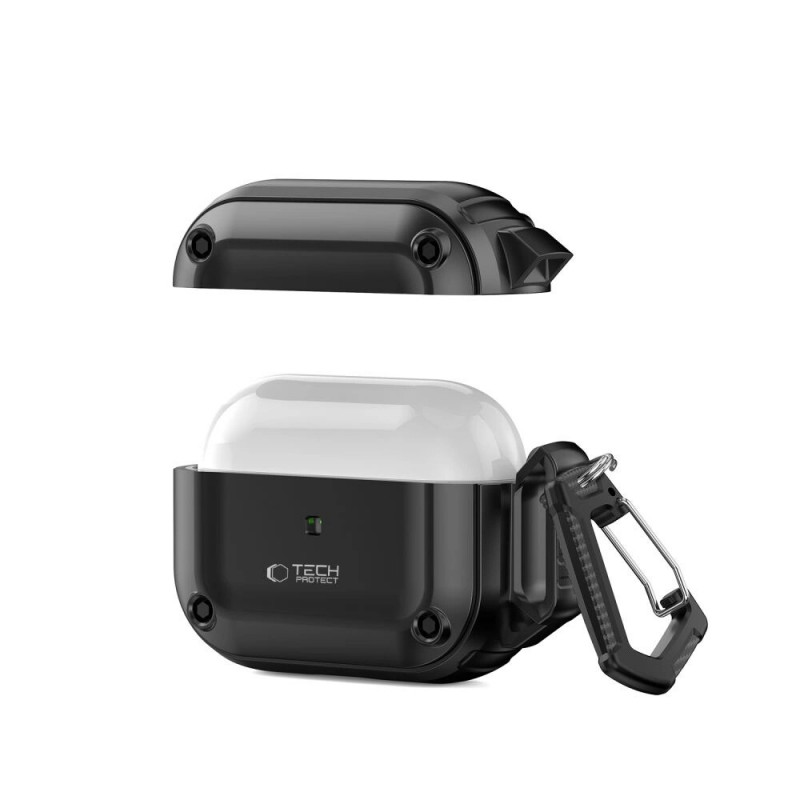 Custodia Rough Hook Tech-Protect con moschettone per Apple AirPods Pro 1 / 2, nera