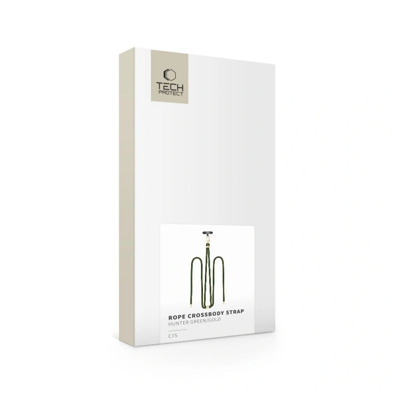 Tracolla per telefono Tech-Protect C7S Rope Crossbody, verde cacciatore/oro