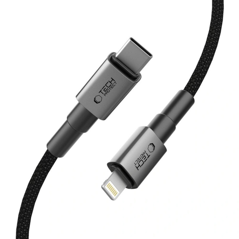 Cavo Tech-Protect Ultraboost DNA USB-C / Lightning PD27W/3A 200 cm, grigio ferro