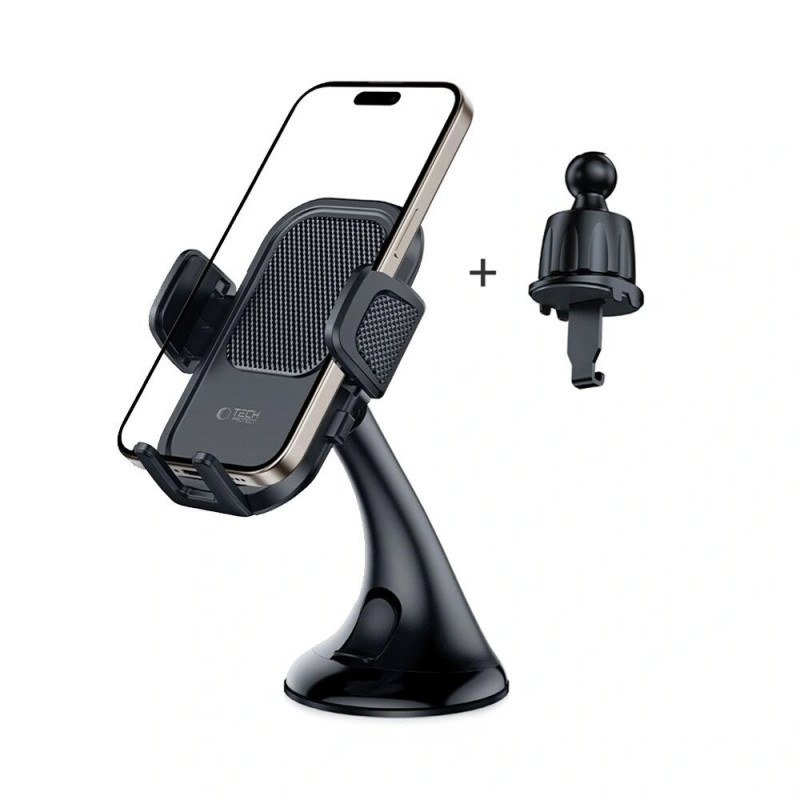 Supporto universale per telefono da auto Tech-Protect V8 per cruscotto e bocchetta di aerazione, nero
