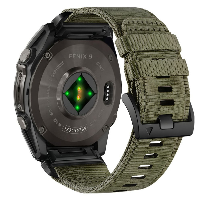 Cinturino in nylon Classic per orologio Tech-Protect per Garmin Fenix 5X / 5X Plus / 6X / 6X Pro / 7X / 8 / 8 Pro / 9 / 9 Pro 47 mm, verde militare
