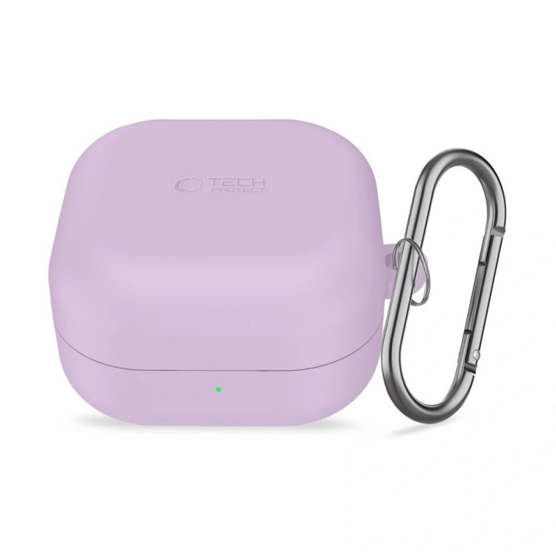 Custodia con moschettone in silicone Tech-Protect per Samsung Galaxy Buds 4 / 4 Pro, lavanda