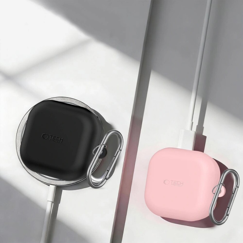 Custodia con moschettone in silicone Tech-Protect per Samsung Galaxy Buds 4 / 4 Pro, lavanda