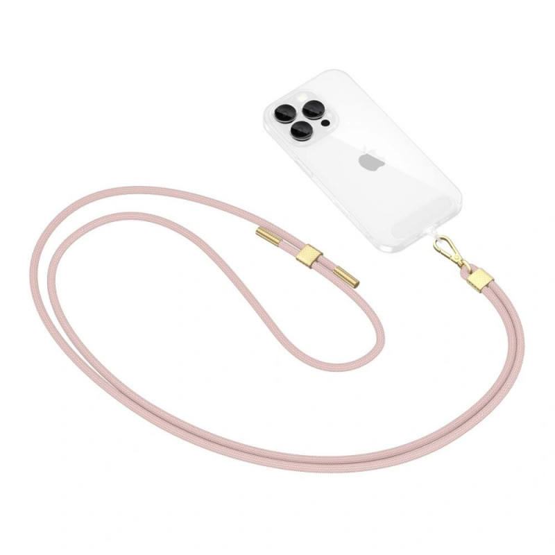 Tracolla per telefono Tech-Protect C2S Rope Crossbody, rosa baby/oro