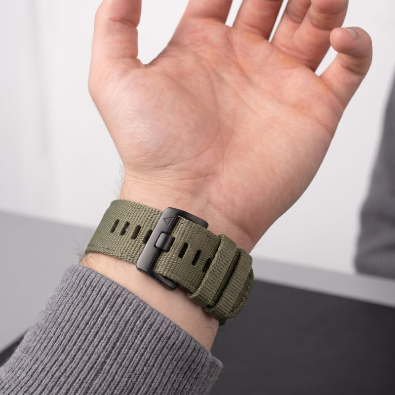 Cinturino in nylon Classic per orologio Tech-Protect per Garmin Fenix 5X / 5X Plus / 6X / 6X Pro / 7X / 8 / 8 Pro / 9 / 9 Pro 51 mm, verde militare
