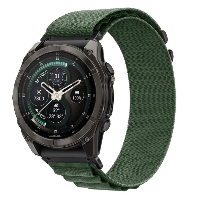 Cinturino per orologio Tech-Protect Nylon Pro per Garmin Fenix 5X / 5X Plus / 6X / 6X Pro / 7X / 8 / 8 Pro / 9 / 9 Pro (47 mm), verde militare