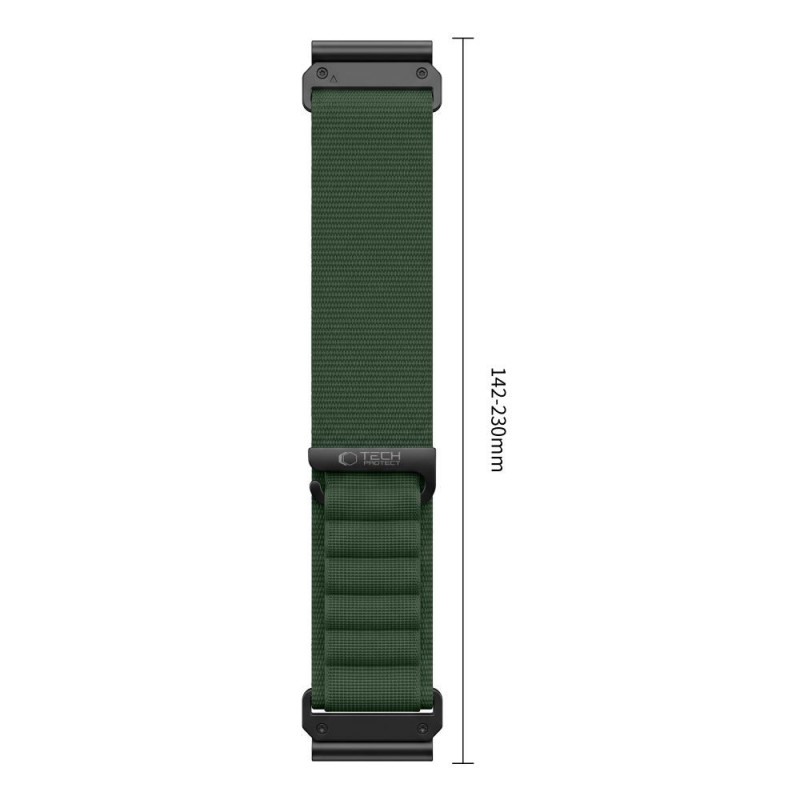 Cinturino per orologio Tech-Protect Nylon Pro per Garmin Fenix 5X / 5X Plus / 6X / 6X Pro / 7X / 8 / 8 Pro / 9 / 9 Pro (47 mm), verde militare