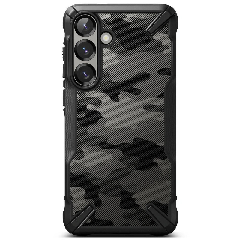 Custodia Ringke Fusion-X per Samsung Galaxy S25+, nero camouflage