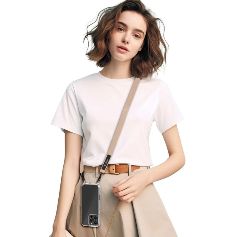 Laccetto per telefono crossbody 2-in-1 Tech-Protect C6S Rope, Cosmic Latte (beige)