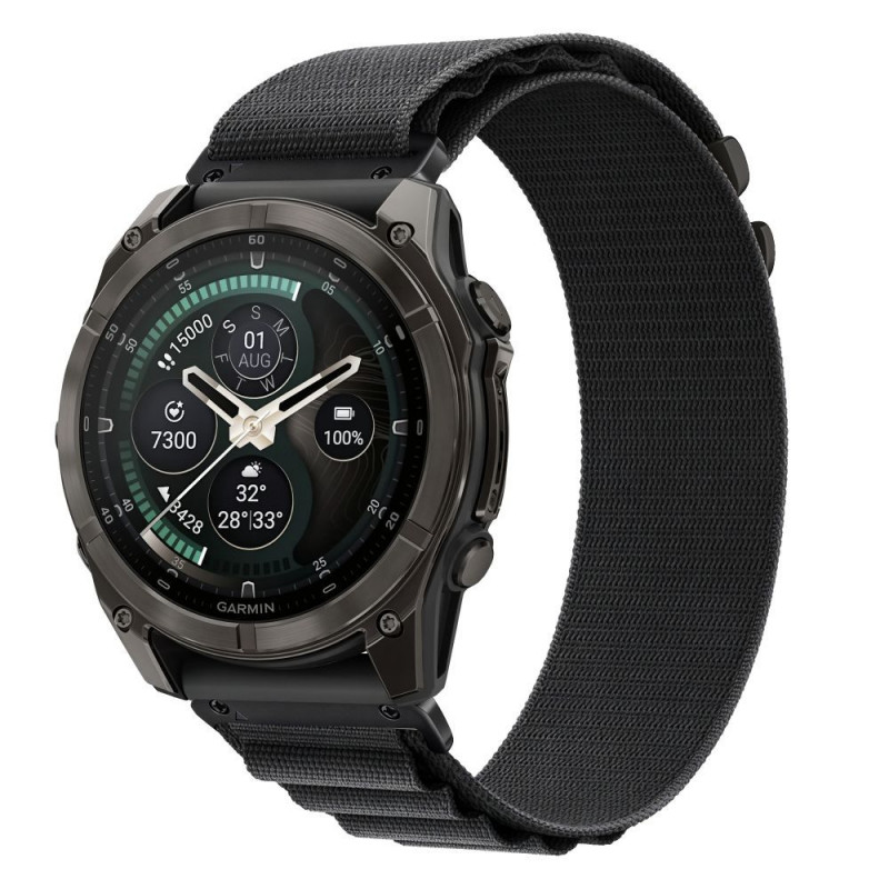 Cinturino per orologio Tech-Protect Nylon Pro THP6035 per Garmin Fenix 5X / 5X Plus / 6X / 6X Pro / 7X / 8 / 8 Pro / 9 / 9 Pro (51 mm), nero