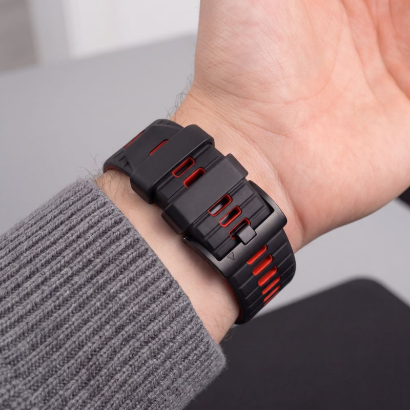 Cinturino per orologio Tech-Protect Iconband Pro per Garmin Fenix 5X / 5X Plus / 6X / 6X Pro / 7X / 8 / 8 Pro / 9 / 9 Pro (47 mm), nero / rosso