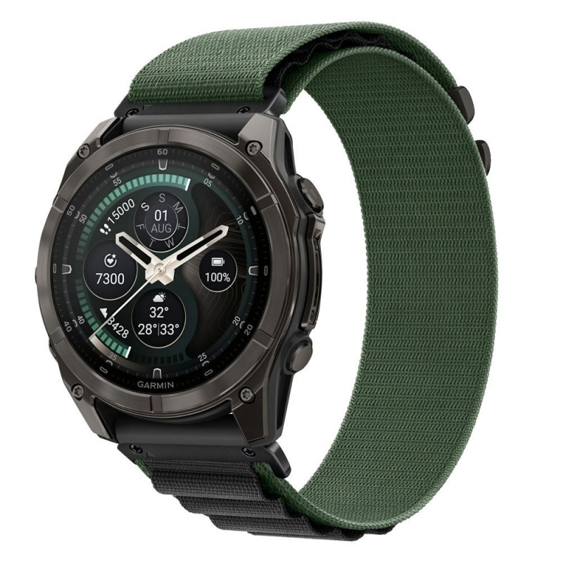 Cinturino per orologio Tech-Protect Nylon Pro THP6034 per Garmin Fenix 5X / 5X Plus / 6X / 6X Pro / 7X / 8 / 8 Pro / 9 / 9 Pro (51 mm), verde / nero