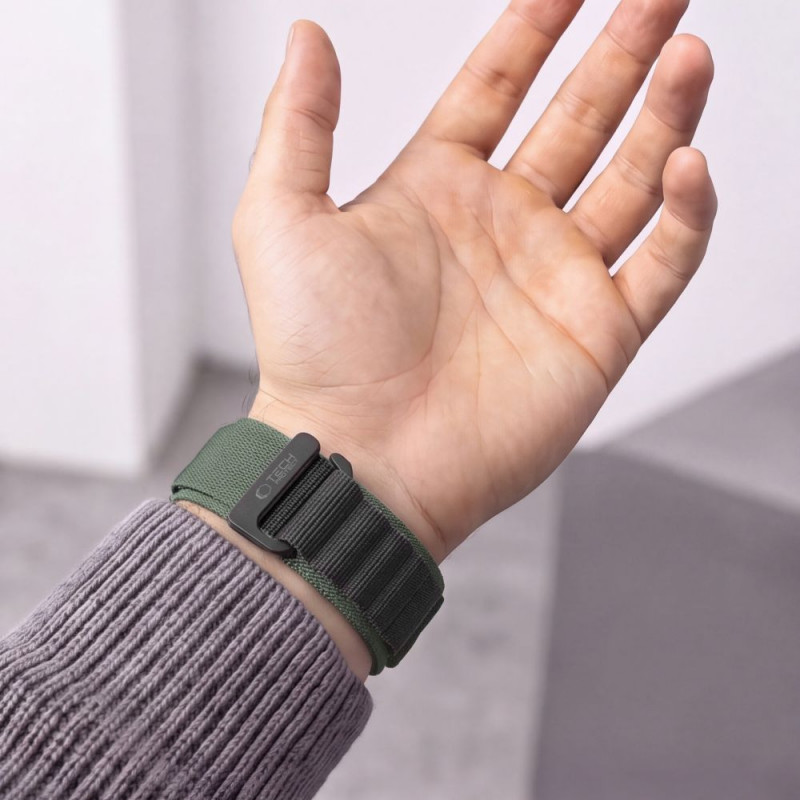 Cinturino per orologio Tech-Protect Nylon Pro THP6034 per Garmin Fenix 5X / 5X Plus / 6X / 6X Pro / 7X / 8 / 8 Pro / 9 / 9 Pro (51 mm), verde / nero