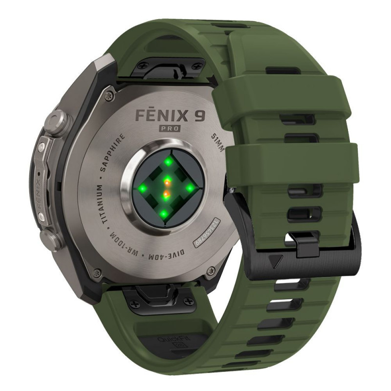 Cinturino per orologio Tech-Protect Iconband Pro THP6049 per Garmin Fenix 5X / 5X Plus / 6X / 6X Pro / 7X / 8 / 8 Pro / 9 / 9 Pro (47 mm), verde / nero