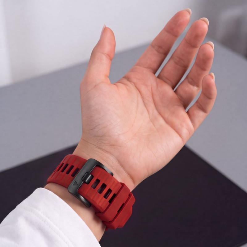 Cinturino per orologio Tech-Protect Iconband Pro THP6043 per Garmin Fenix 5X / 5X Plus / 6X / 6X Pro / 7X / 8 / 8 Pro / 9 / 9 Pro (51 mm), rosso / nero