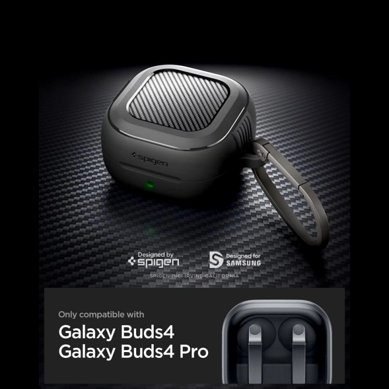 Custodia Rugged Armor Spigen per Samsung Galaxy Buds 4 / 4 Pro, nero opaco