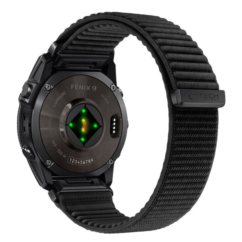 Cinturino per orologio Tech-Protect NylonLoop THP6104 per Garmin Fenix 5X / 5X Plus / 6X / 6X Pro / 7X / 8 / 8 Pro / 9 / 9 Pro (51 mm), nero