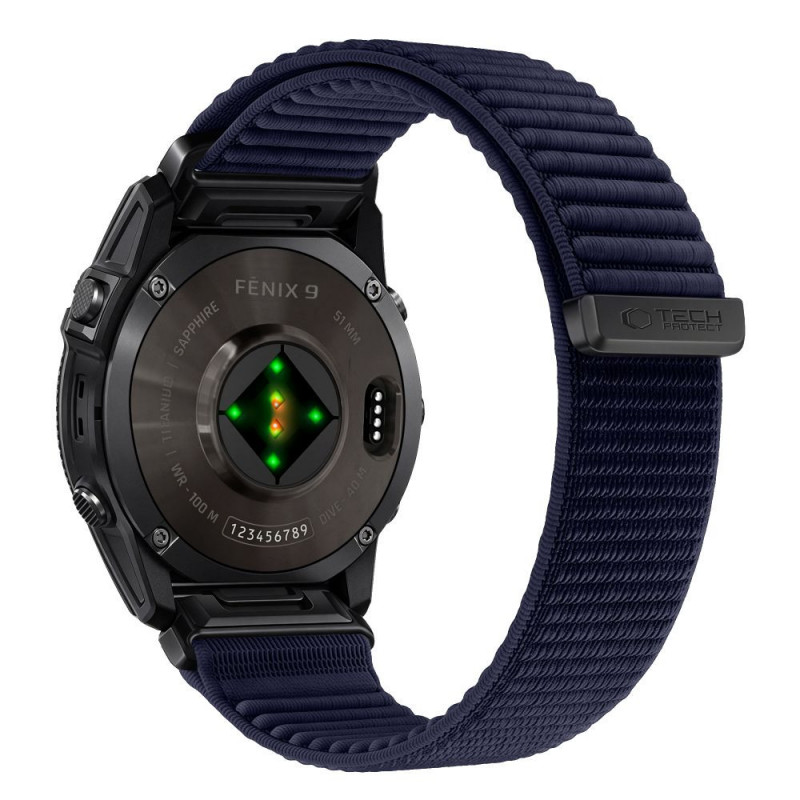 Cinturino per orologio Tech-Protect NylonLoop THP6105 per Garmin Fenix 5X / 5X Plus / 6X / 6X Pro / 7X / 8 / 8 Pro / 9 / 9 Pro (51 mm), blu navy