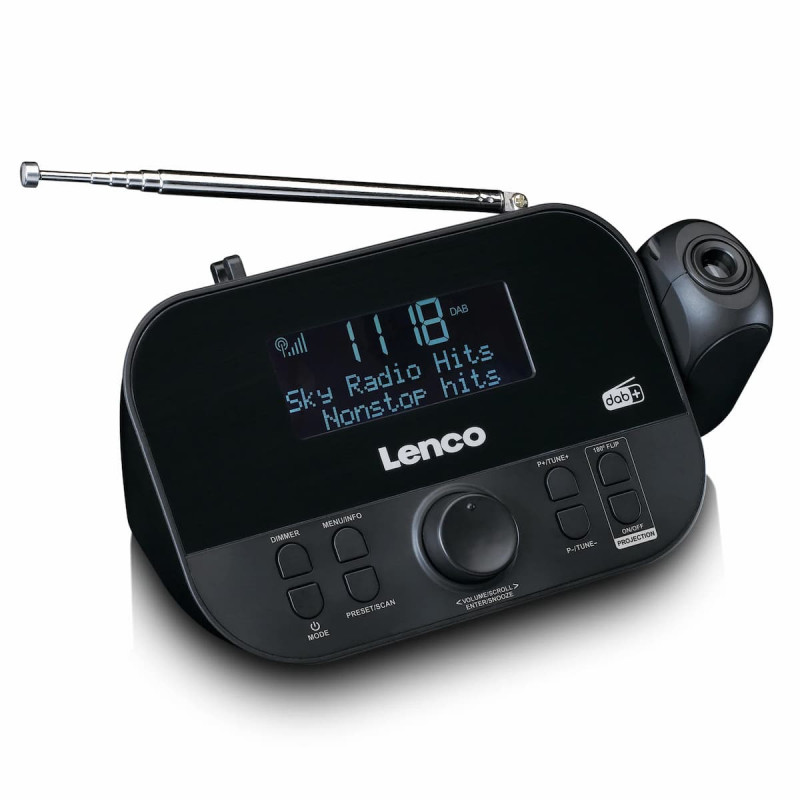 Lenco CR-615BK Radio sveglia con proiezione, DAB+/FM, nera