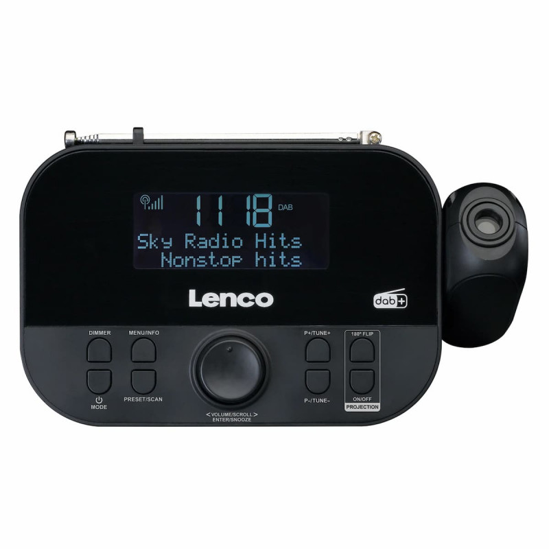 Lenco CR-615BK Radio sveglia con proiezione, DAB+/FM, nera