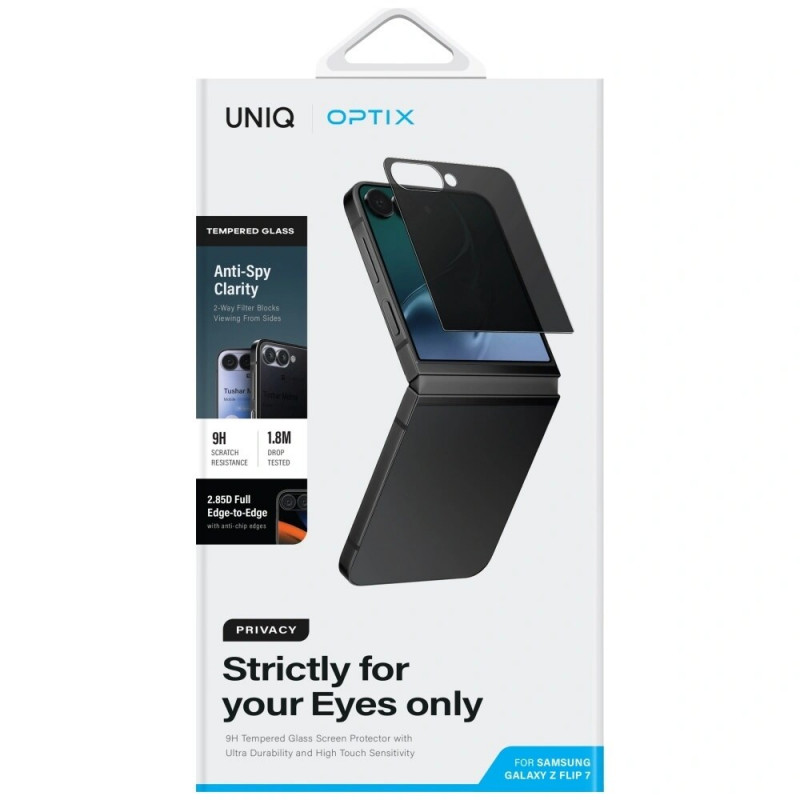 Proteggi schermo in vetro temperato privacy UNIQ Optix Privacy per Samsung Galaxy Z Flip7