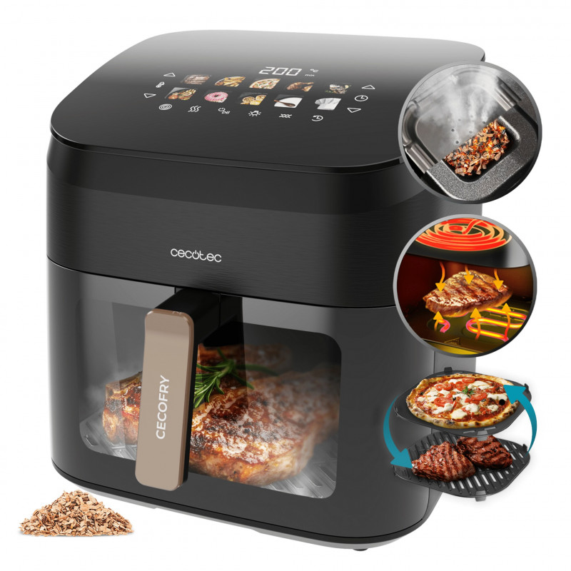 Friggitrice ad aria Cecotec Cecofry&Grill Smokin' 8500, 8,5 L, 2200 W, nera