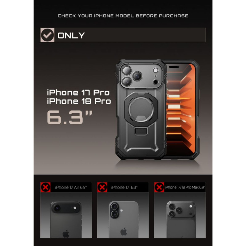 Custodia Supcase Grip Pro Mag MagSafe per Apple iPhone 17 Pro / 18 Pro, nera
