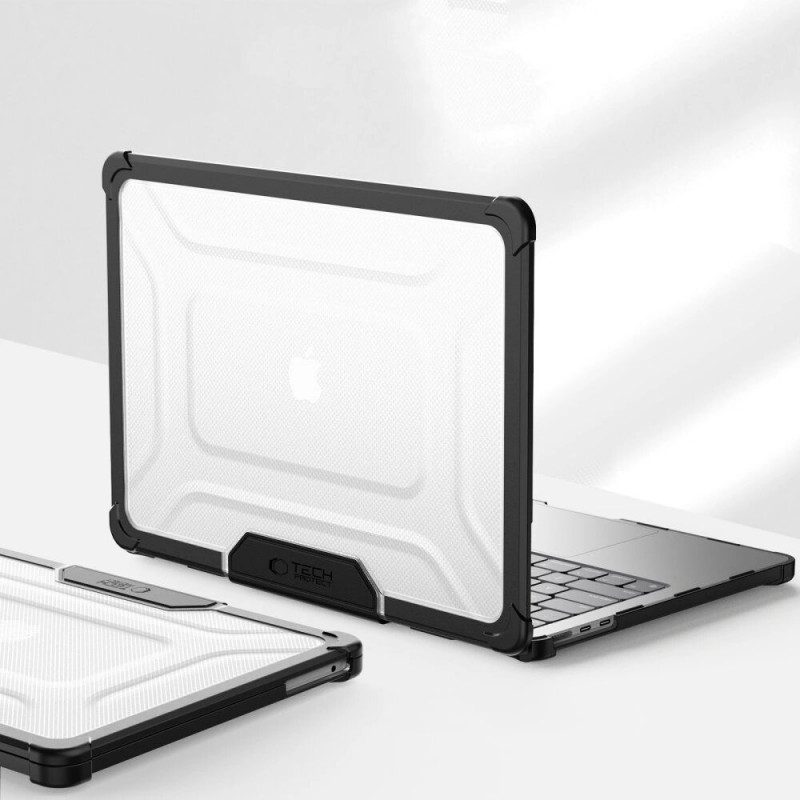 Custodia Tech-Protect SmartShell Pro per Apple MacBook Air 13" (M2/M3/M4/M5) 2023-2025, nero/trasparente