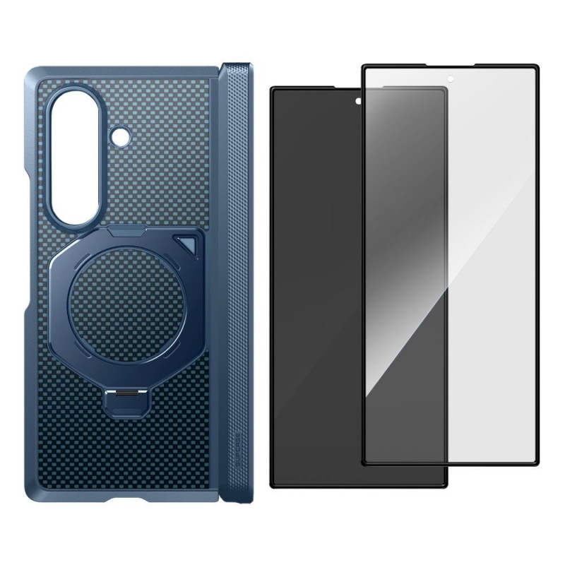 Custodia Supcase UB Aero MagSafe per Samsung Galaxy Z Fold 8 Ultra con vetro temperato e vetro privacy, blu aramidico