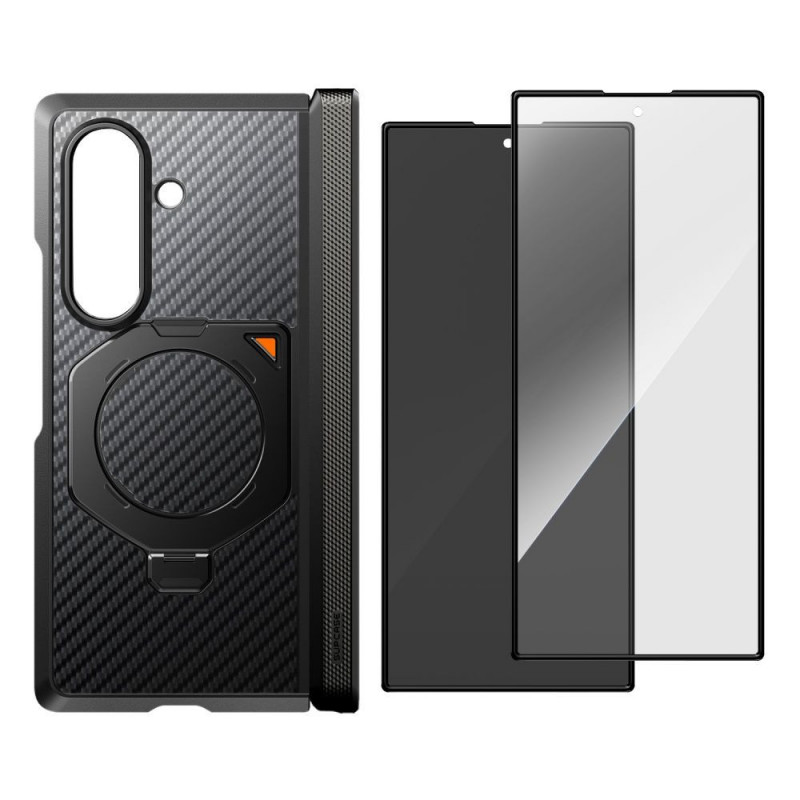 Custodia Supcase UB Aero MagSafe per Samsung Galaxy Z Fold 8 Ultra con vetro temperato e vetro privacy, nero aramidico
